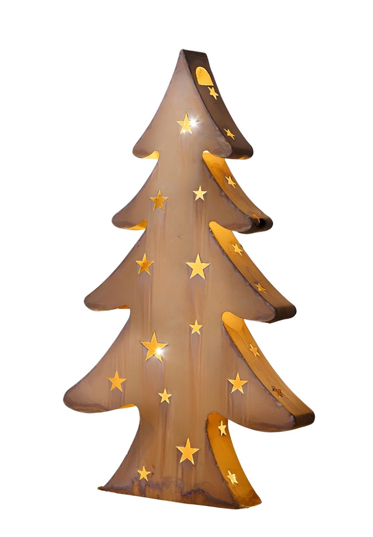 LED-Dekofigur "Tanne" aus Metall mit Echtrost und LED Beleuchtung, 80 cm hoch