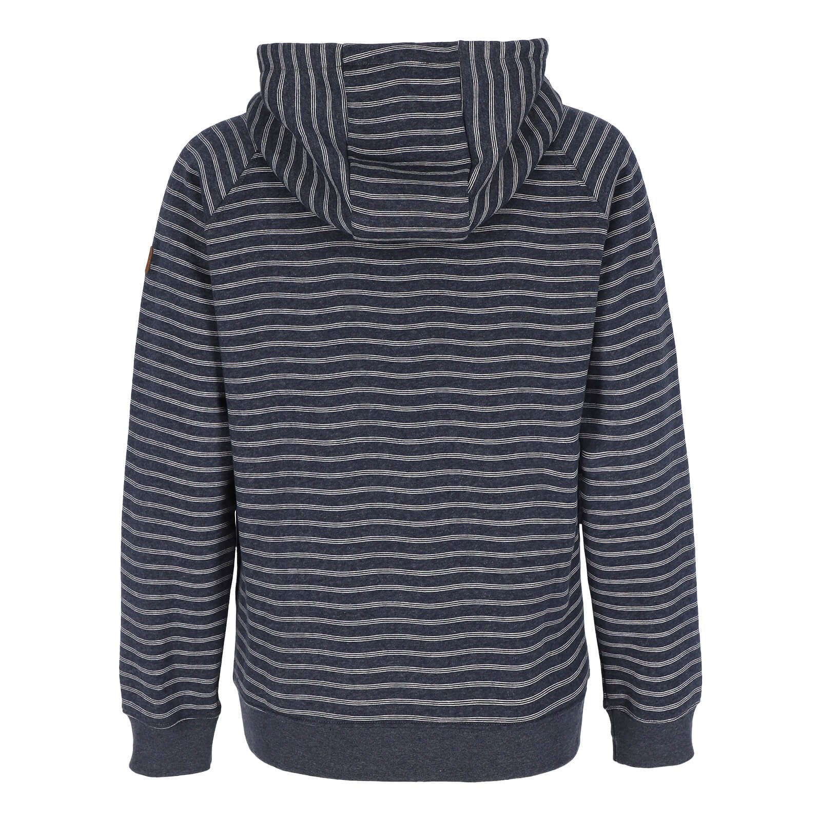 modAS Kapuzensweatjacke Damen Sweatjacke 40715 Streifen mit Kapuze - Gestreifte Freizeitjacke Modische Kapuzenbänder, Frontreißverschluss, Eingrifftaschen, Bünd – Bild 4 von 5
