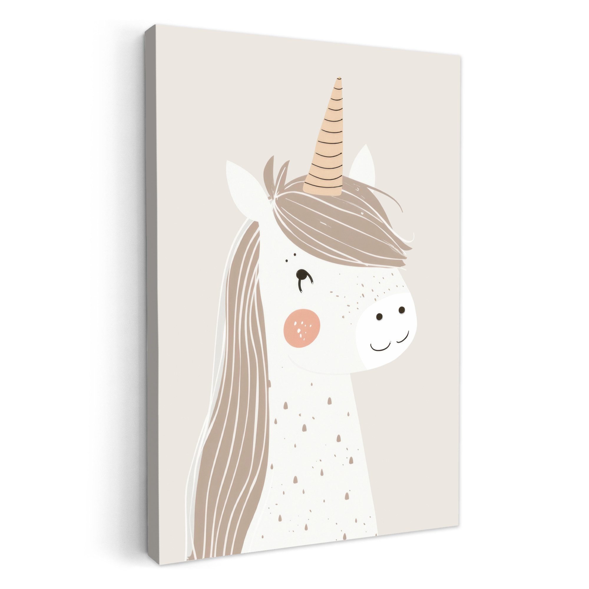 OneMillionCanvasses® Leinwandbild Einhorn - Pastellfarben - Einhorn, Fotodruck (1 St), Kinderzimmer Deko, Mädchen und Jungen Bilder 20x30 cm