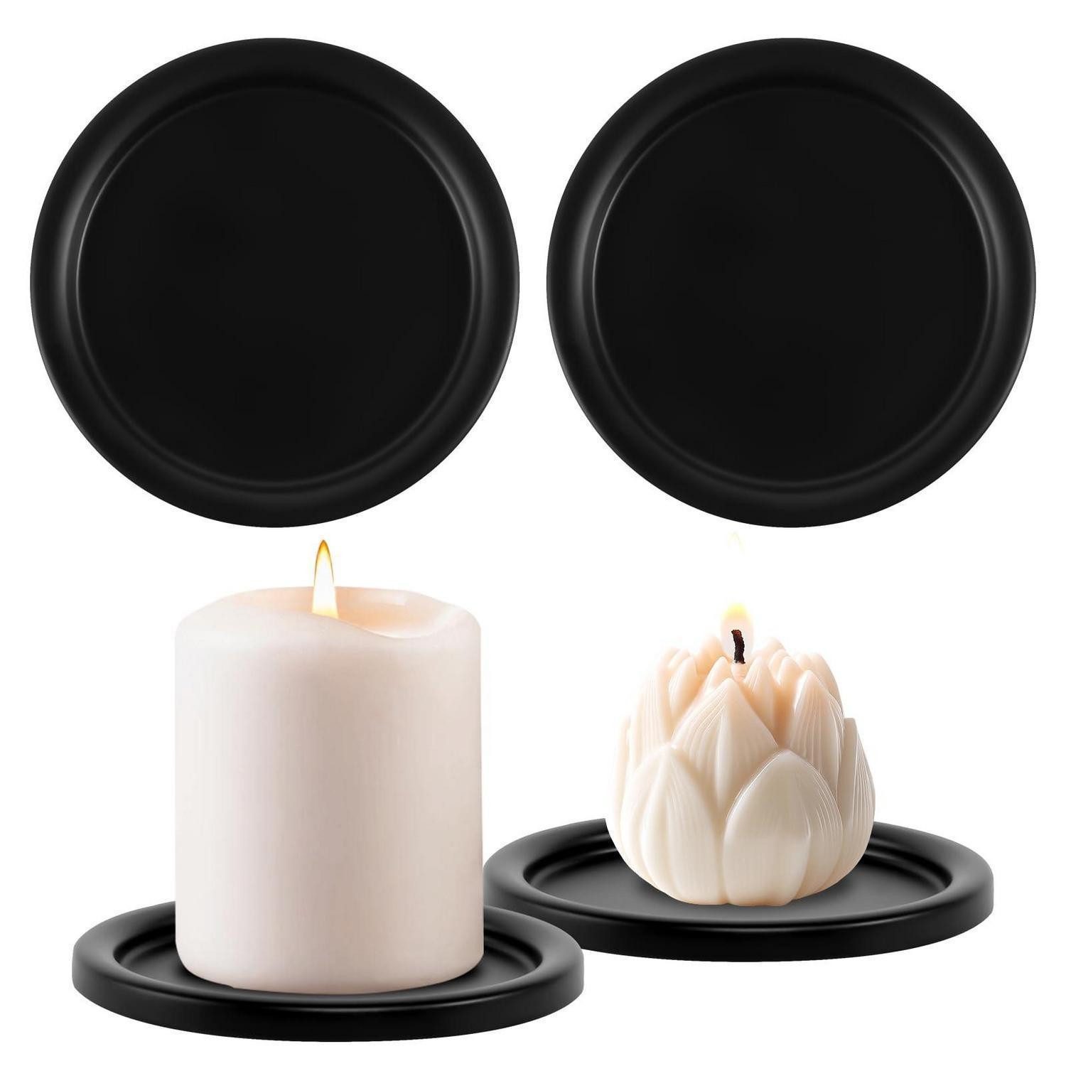 LuxusKollektion Kerzentablett Kerzenhalter Schwarz 4 Stück 10cm (4 St)