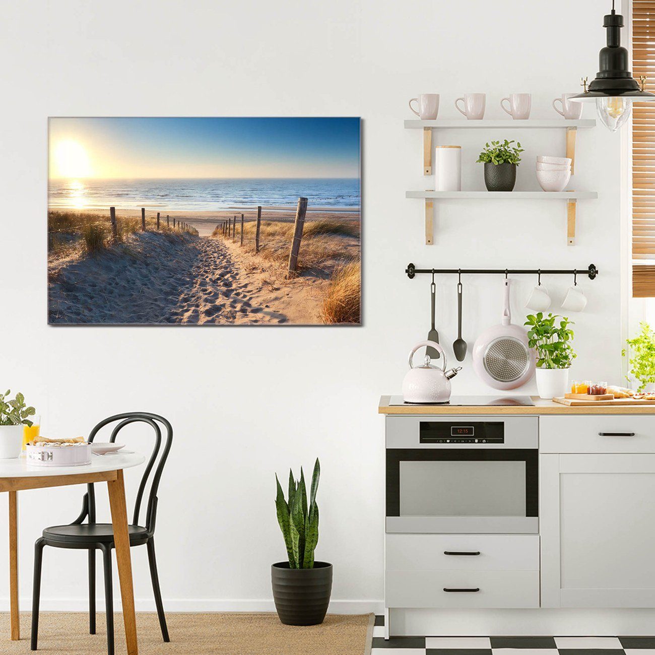 banjado Magnettafel Glas Nordseestrand, (gehärtetes Glas, 4 Magnete inklusive)