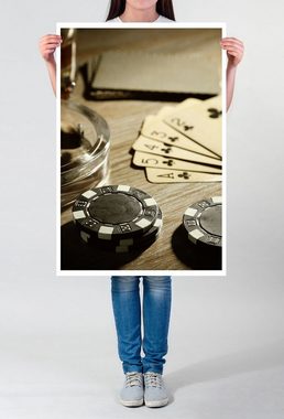 Sinus Art Poster Poker Set mit Karten und Chips 60x90cm Poster