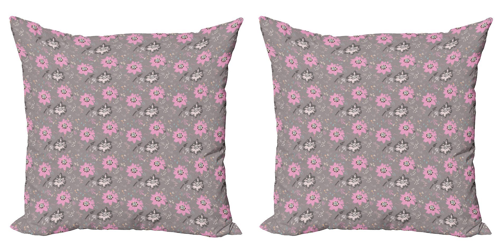 Kissenbezüge Modern Accent Doppelseitiger Digitaldruck, Abakuhaus (2 Stück), Garten-Kunst Abstrakt blühende Blume | Kissenbezüge