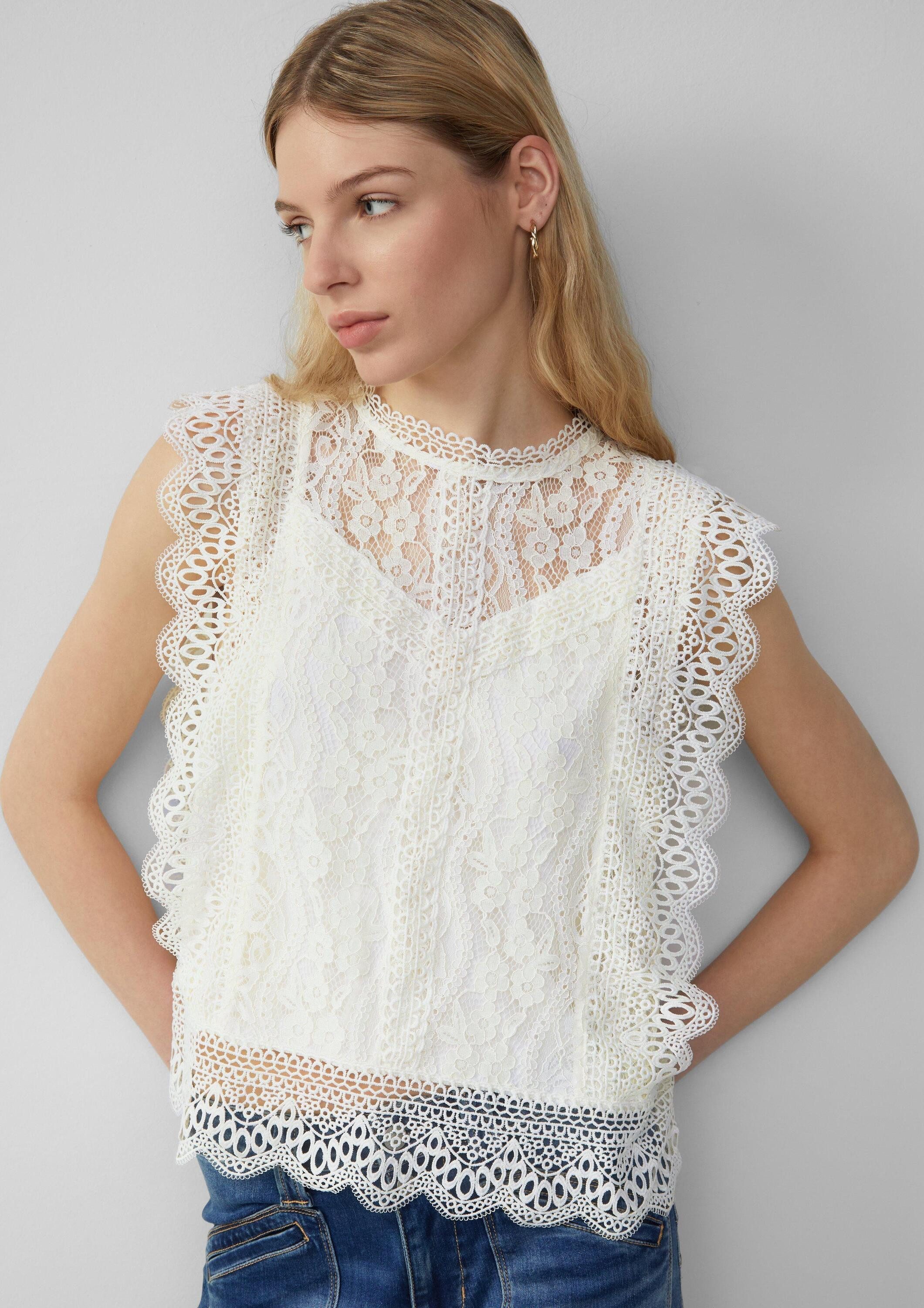 QS Blusentop Bluse Blusentop aus Spitze günstig online kaufen