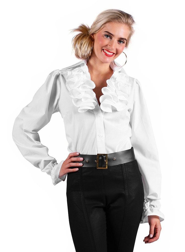 thetru Piraten-Kostüm Rüschenbluse mit Jabot weiß, Geknöpfte Bluse mit Rüsc günstig online kaufen