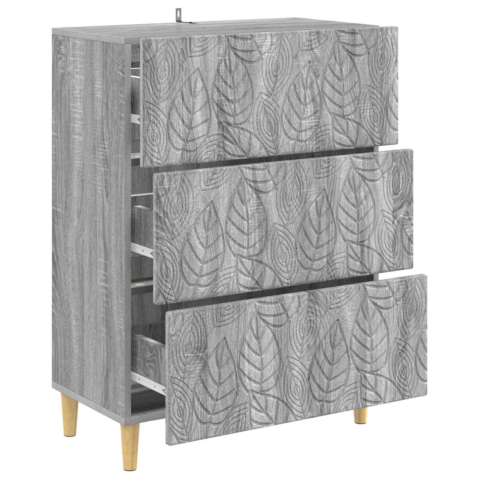 vidaXL Kommode 66 x 34,5 x 90 cm Kommode Schubladenschrank Sideboard Grau Sonoma 66x3