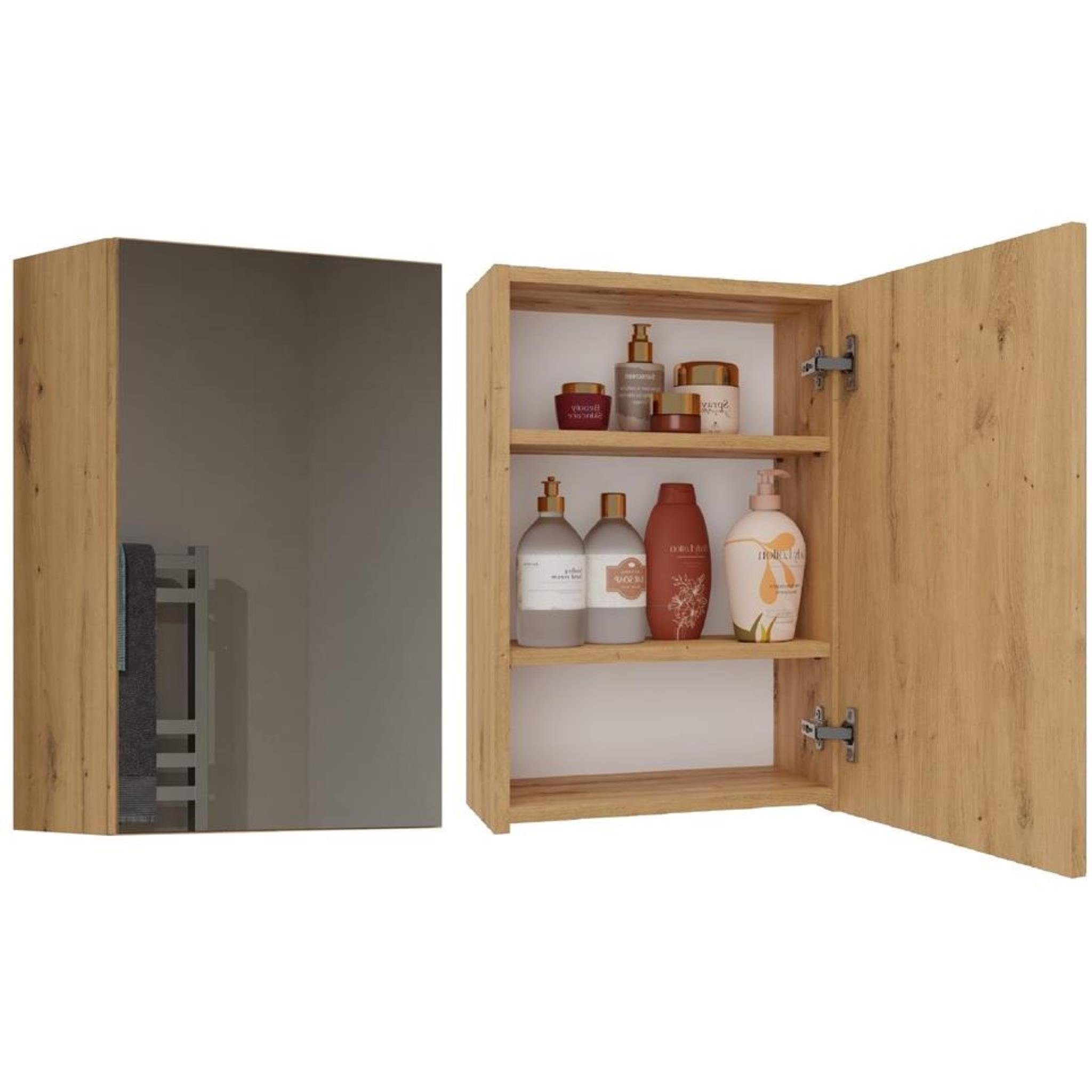 Artisan Ivy Spiegel) (40 DL Badezimmerspiegelschrank cm breit Badschrank große mit Fächer 1 Beautysofa mit 3 Spiegelfront,