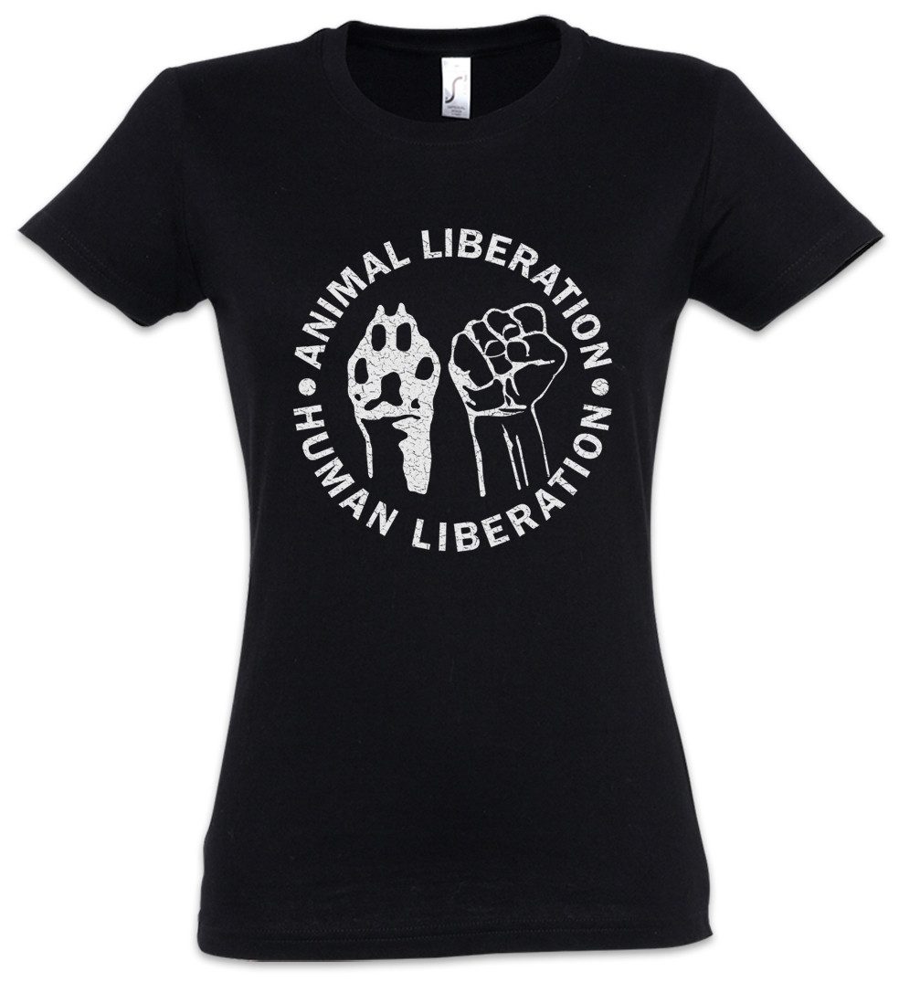 Print-Shirt Animal Liberation Damen T-Shirt Vegan Vegetarier Veganer Speziesismus