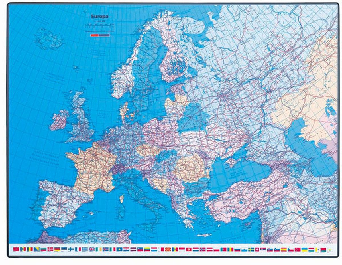Hansa - World of Office Schreibtischunterlage Schreibunterlage GeoPad Europa (englisch) 65x50cm