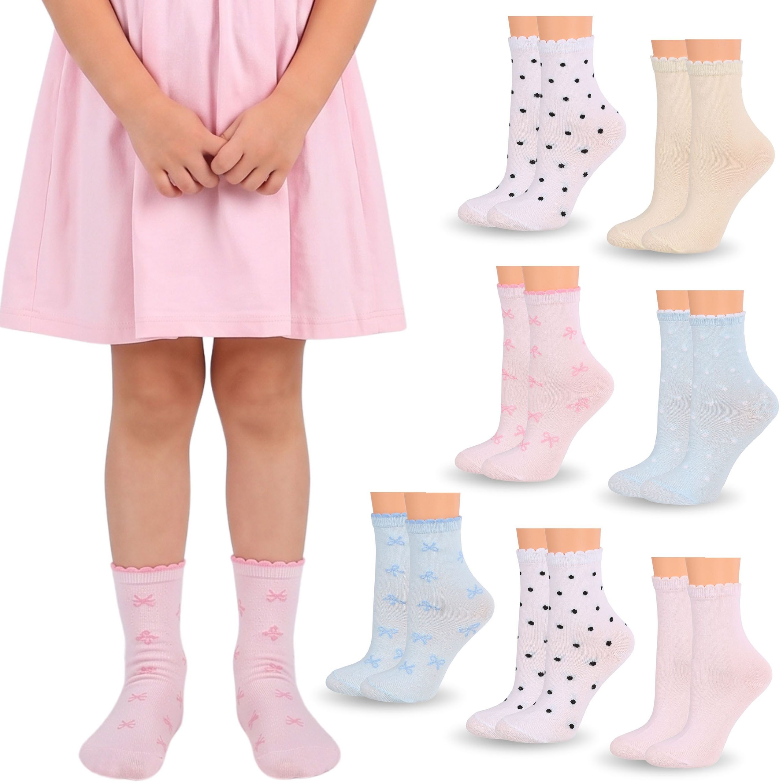 Sarcia.eu Haussocken 7 Paar lange bunte Mädchensocken mit Baumwollanteil