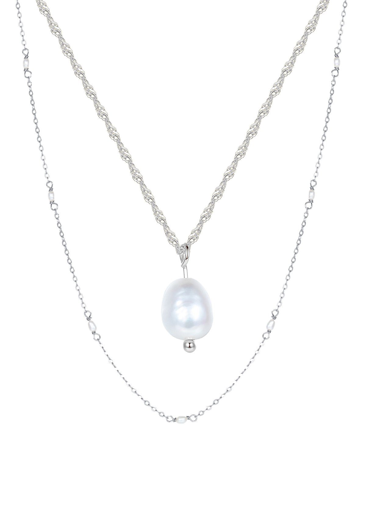 Hey Happiness Perlenketten-Set Damen 2-tlg., Schmuckset, Layer Halskette Si günstig online kaufen