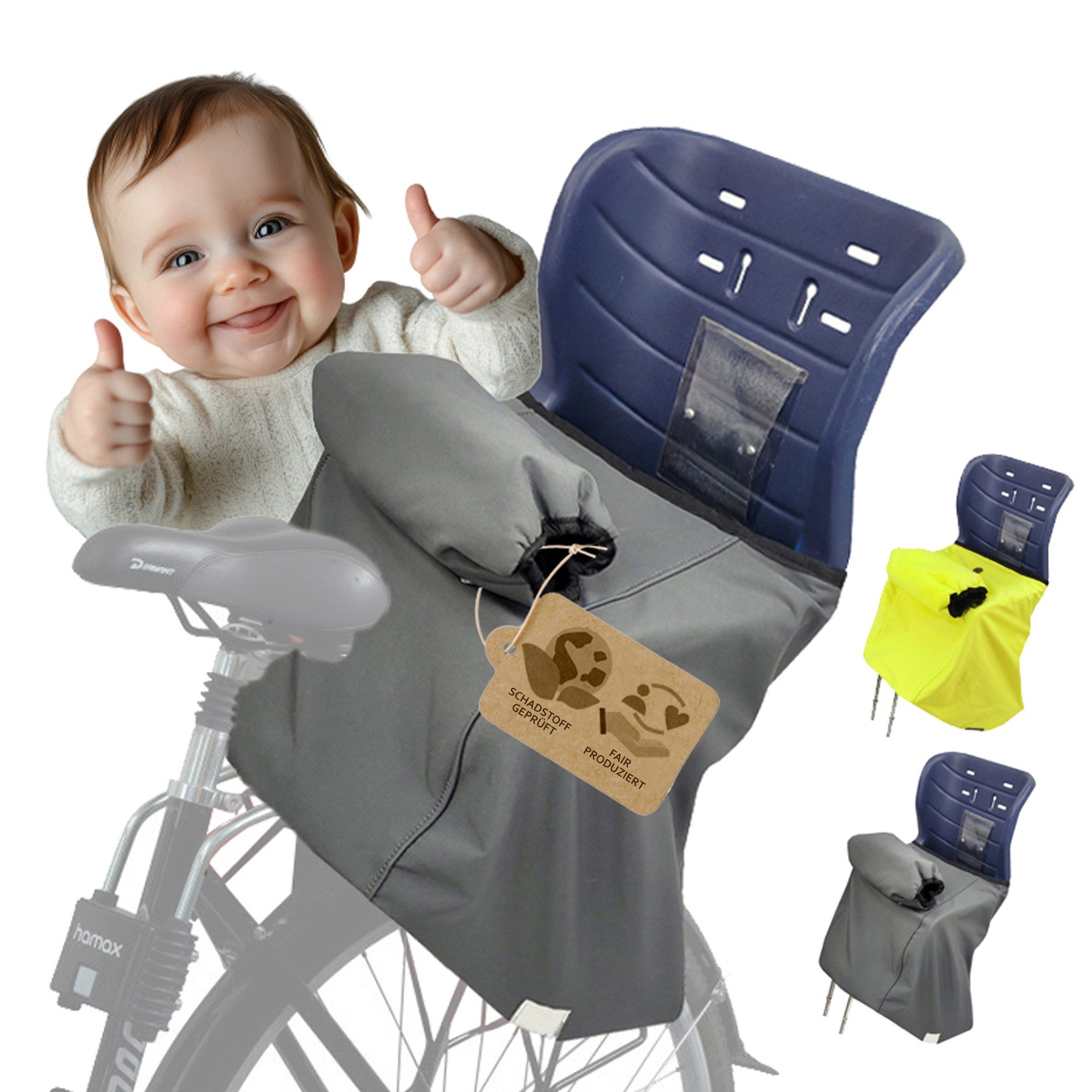 BambiniWelt by Rafael K. Fahrradkindersitz Kinder Beinwärmer Fußsack Fahrradsitz kompatibel mit Römer + Handmuff
