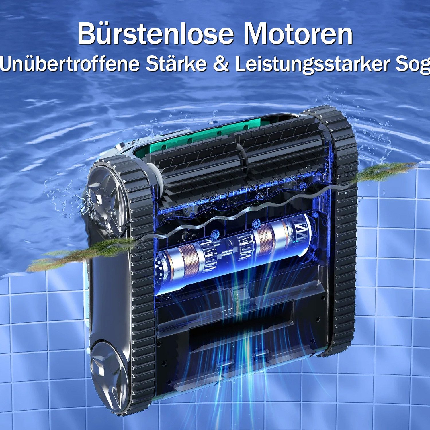 WYBOT Poolroboter S2 Solar kabellos integr. Solarenergie Oberfläche Boden, Solarbetriebene Selbstlade-Dockingstation