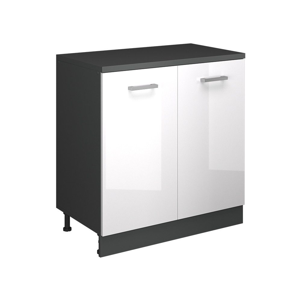 Vicco Kommode Rion, Weiß Hochglanz/Anthrazit, 80 x 46 cm ohne Schräge mit 2 Türen (1 St)