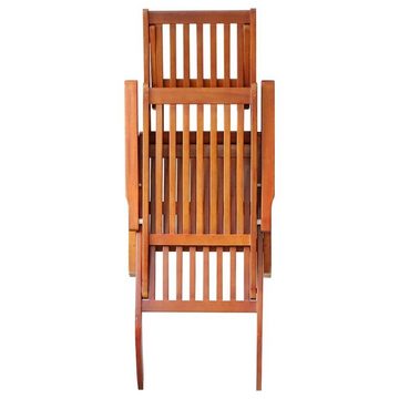 vidaXL Gartenlounge-Sessel Deckchair Gartenliege Liegestuhl mit Fußstütze Auflage creme Massivhol
