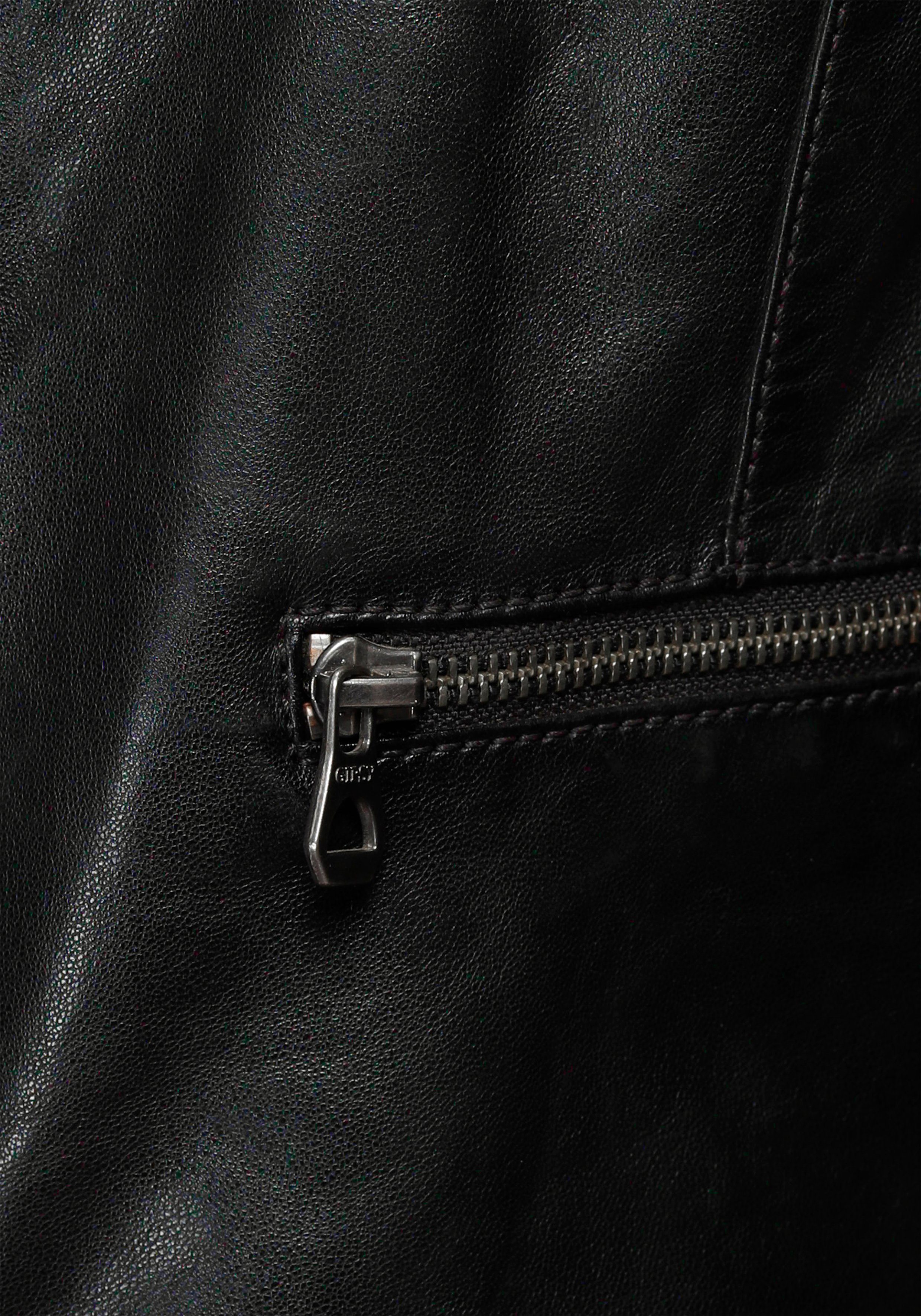 im Kapuze AMALI Gipsy Lederblazer cooler hochwertiger black 2-in-1-Look Lederjacke mit