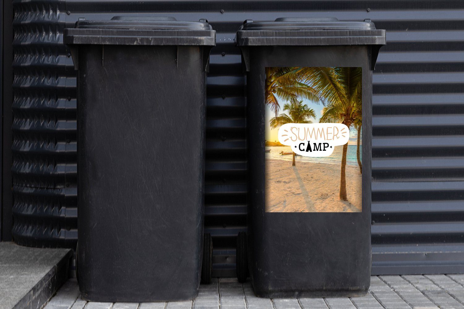 - Palmen (1 Sommer Sprichwörter - Mülltonne, Camp Container, Mülleimer-aufkleber, Wandsticker MuchoWow St), - Sticker, Abfalbehälter