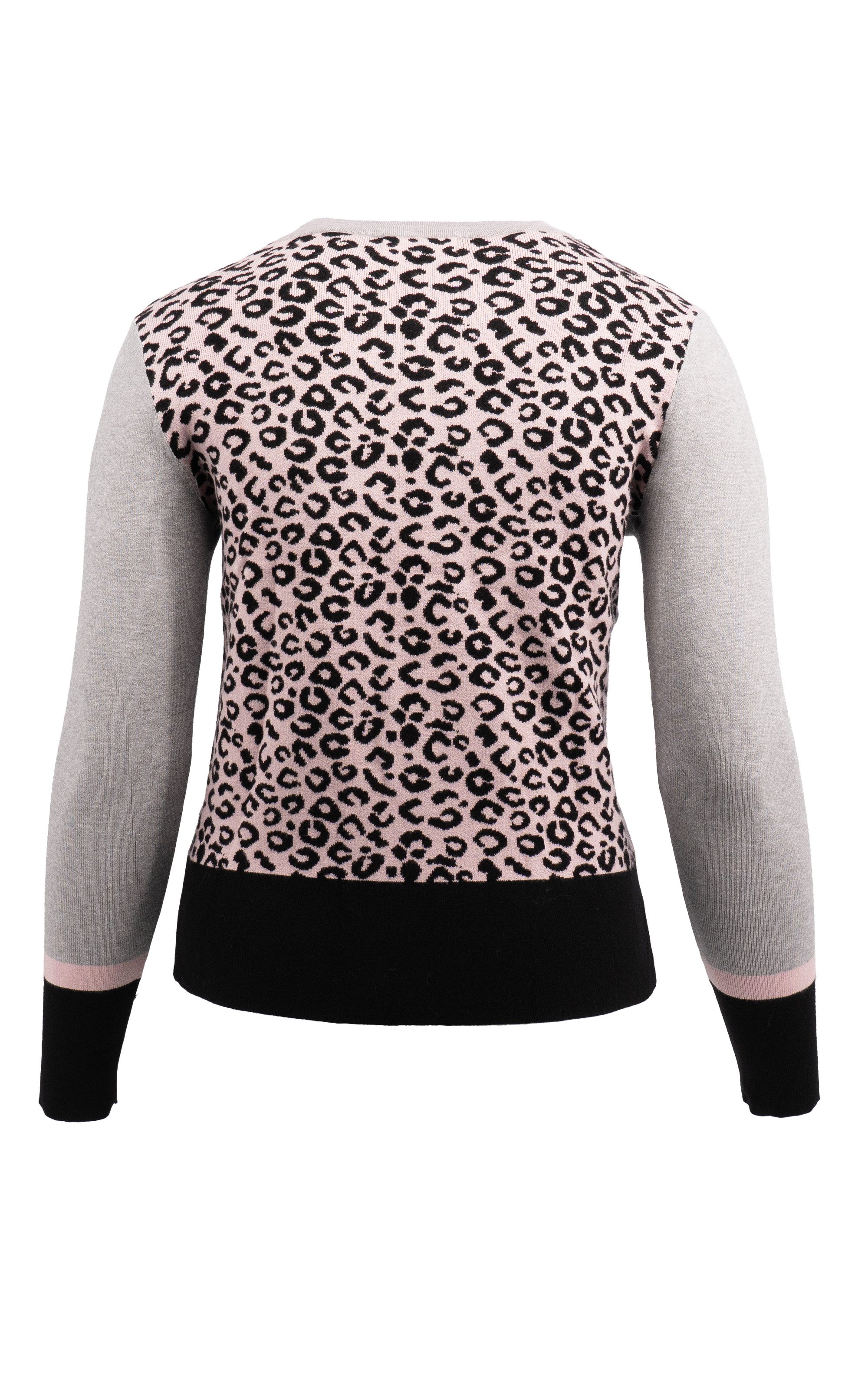 Passioni Strickpullover mit Leoprint und Tasche