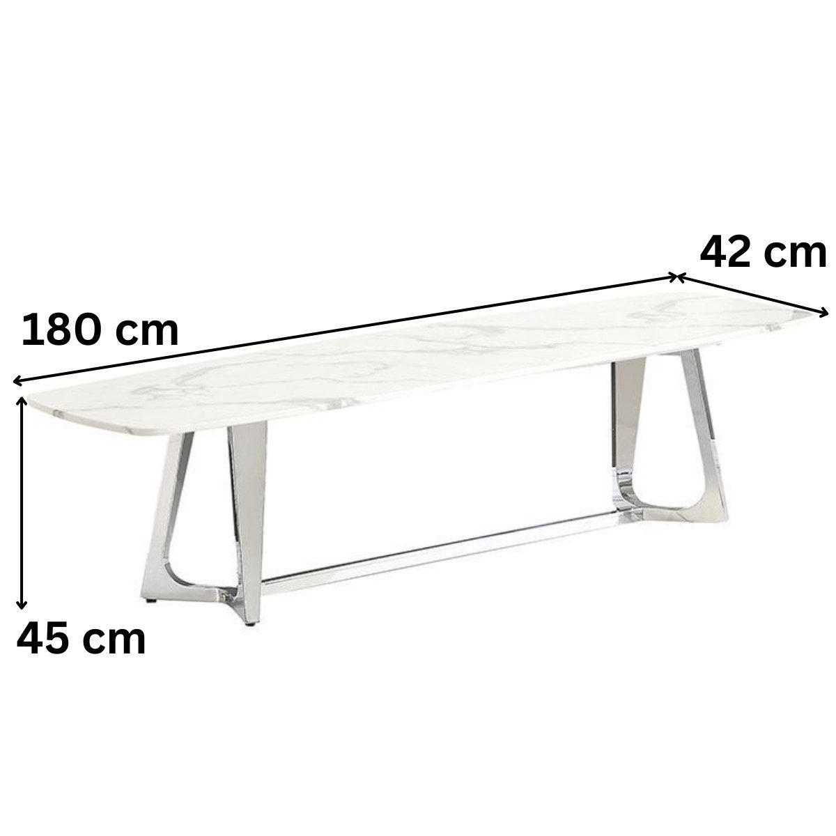 alesvelt TV-Bank Bari modern rechteckig Tischplatte aus Marmoroptik 180 cm