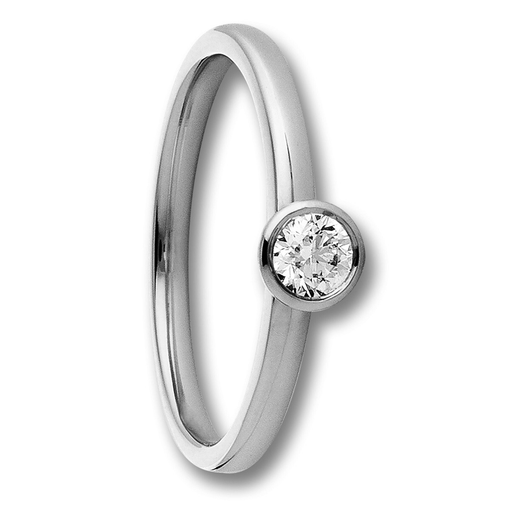 Ring Diamant Diamantring ONE 750 aus Zarge Schmuck Damen Brillant Weißgold, 0.25 ELEMENT Gold Zarge ct