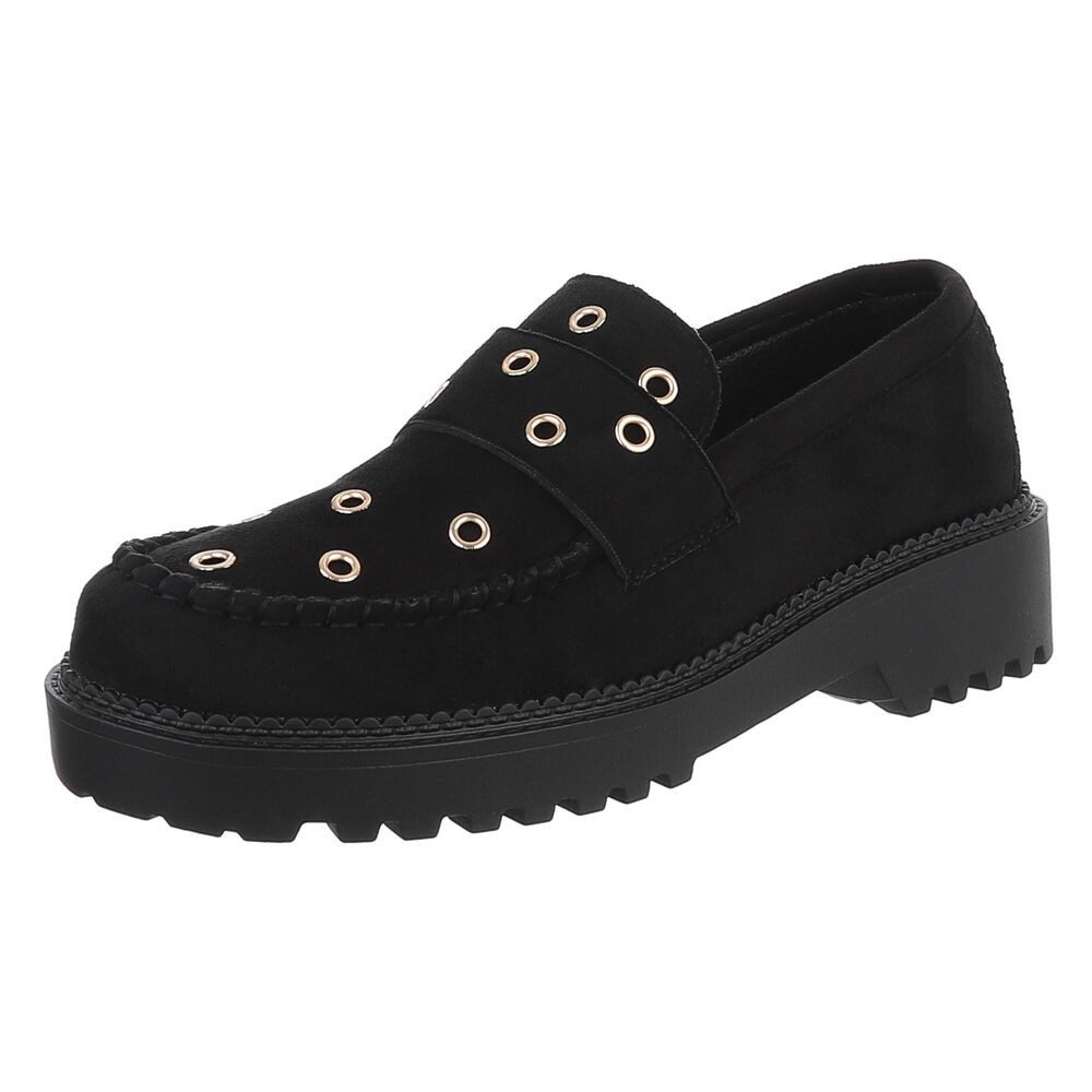 Ital-Design Trendige Loafers mit Metallösen für Damen Slipper (90793405) Bl günstig online kaufen