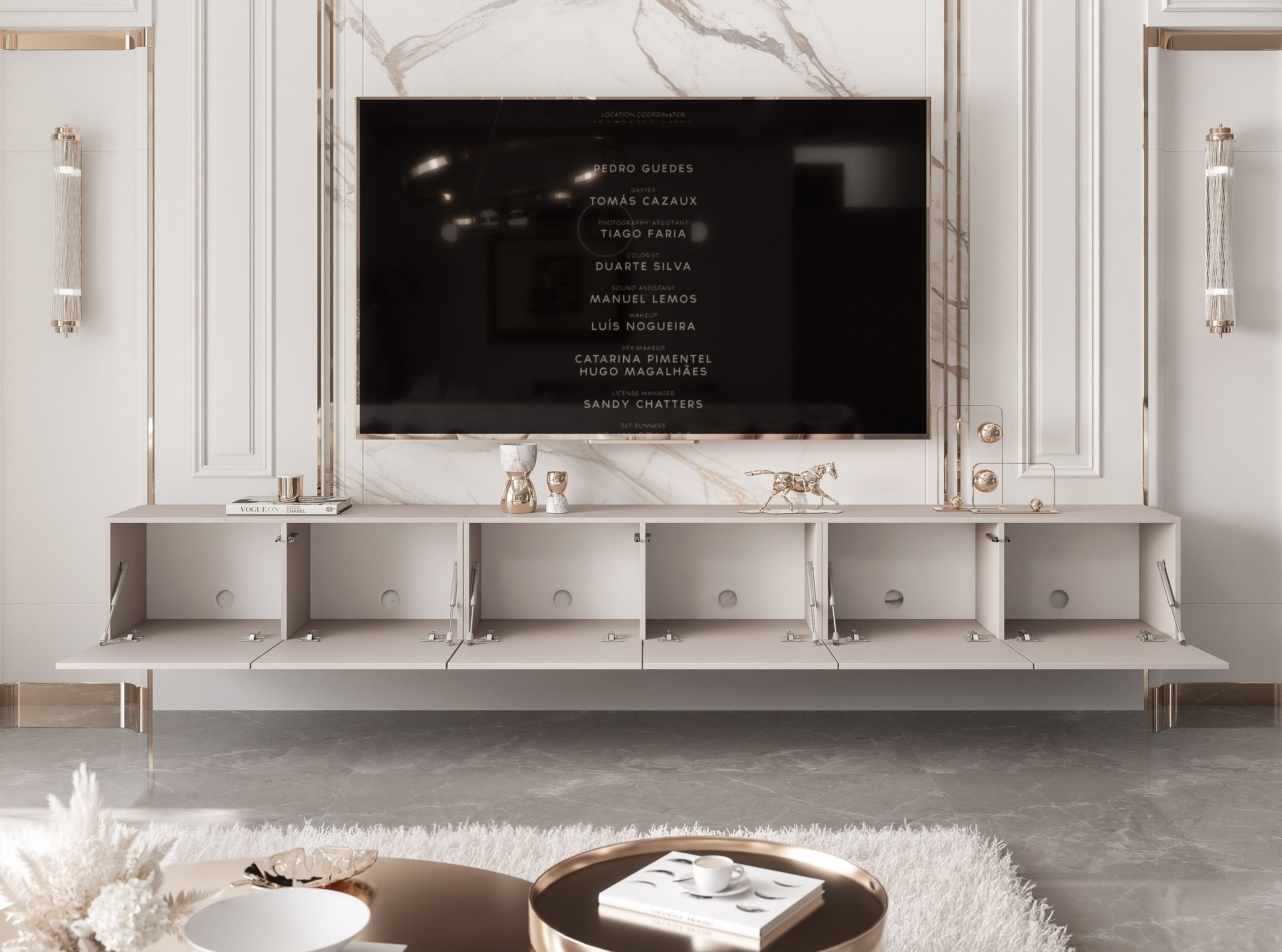 yourhouse24 Lowboard TV ANGEL 300 mit LED-Beleuchtung – Griffloses Design – Bild 5 von 5