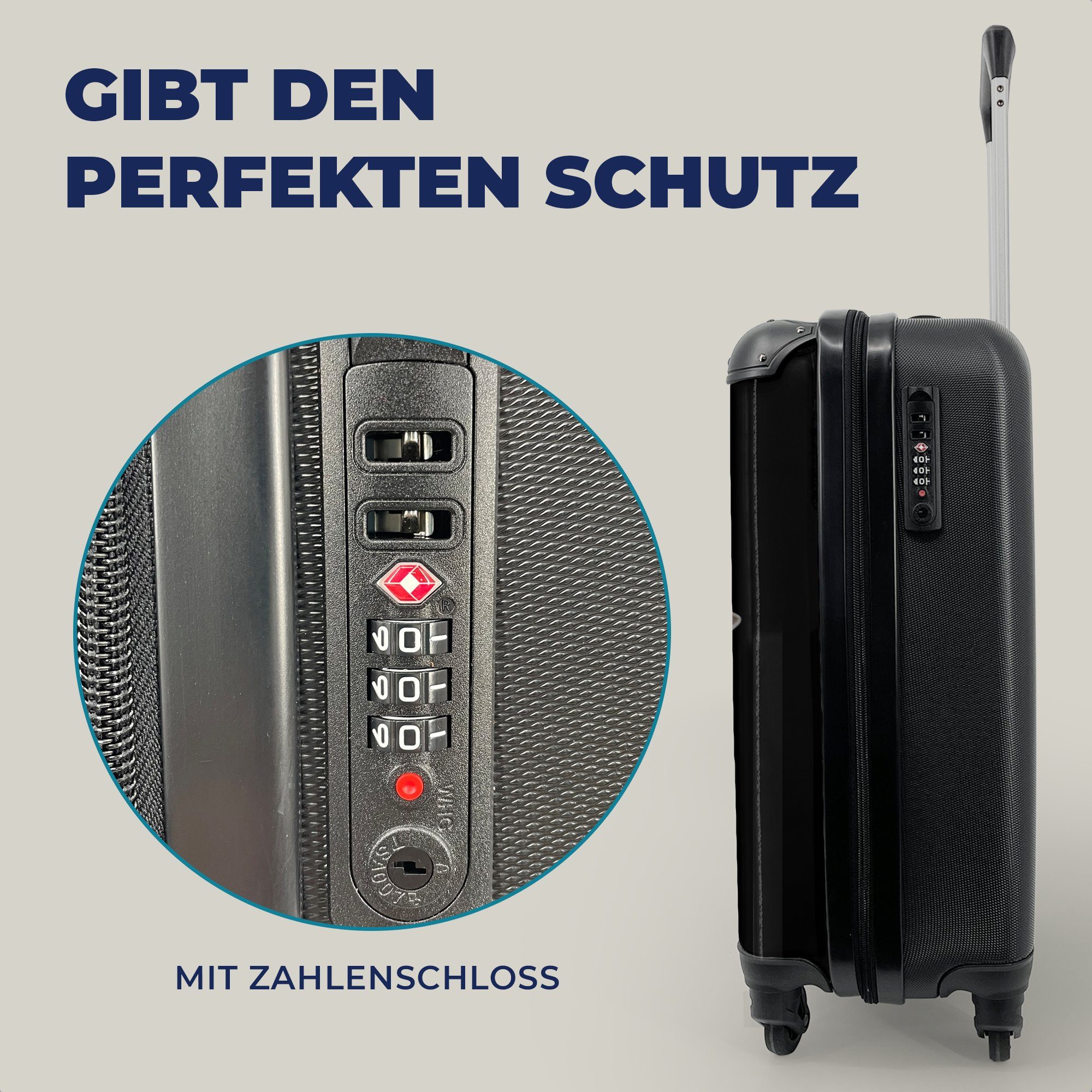 Handgepäckkoffer Schwarz, 4 Reisetasche Trolley, für mit Schafe Nutztiere Ferien, rollen, - Reisekoffer Rollen, Handgepäck - MuchoWow