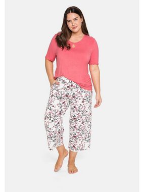 Sheego Pyjamaoberteil Große Größen mit Spitze am Saumabschluss