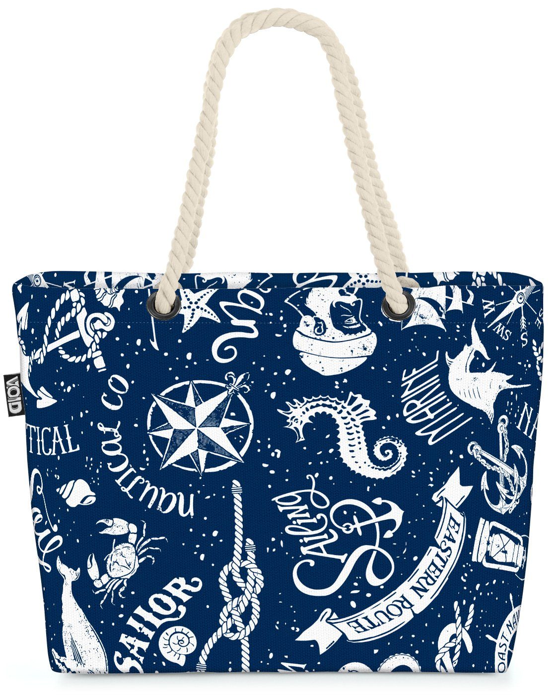 VOID Strandtasche (1-tlg), Marine Seefahrt blau Beach Bag See Meer maritim Seefahrt Segeln Nordsee Ostsee