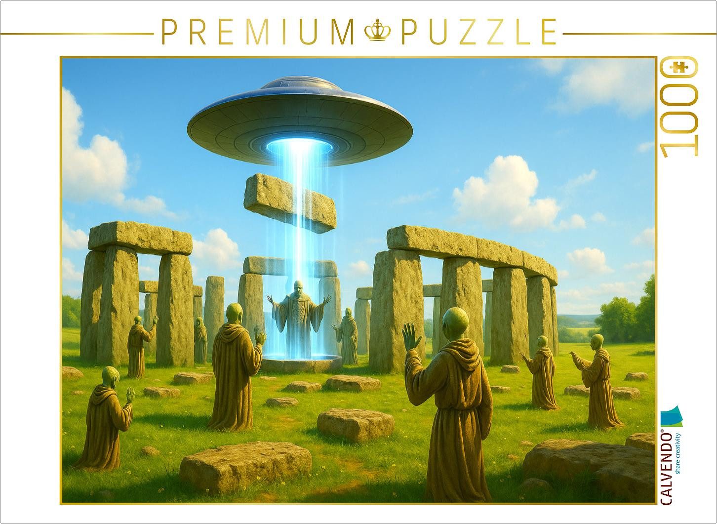 CALVENDO Puzzle CALVENDO Puzzle Stonehenge – Aliens mit Energiestrahl, 1000 Teile Leg, 1000 Puzzleteile