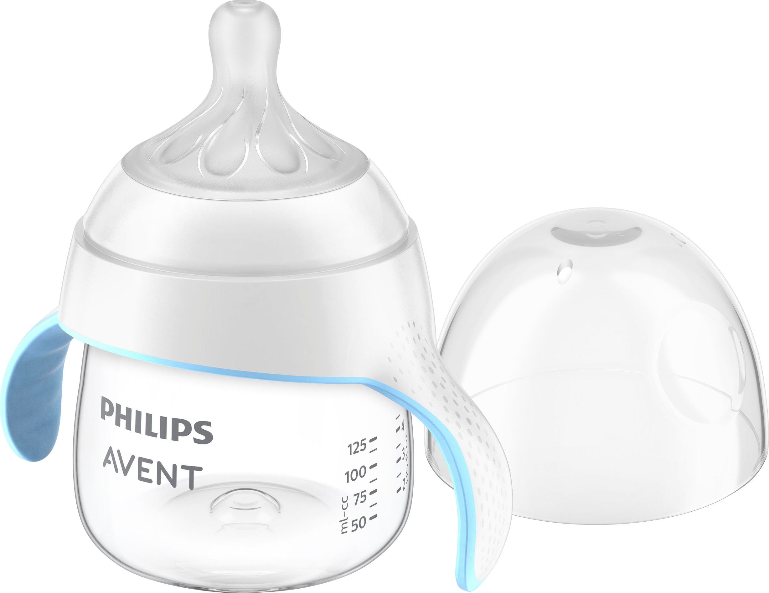 mit ml, ab Lerngriffen, Babyflasche SCF263/61, 125 Natural dem Monat 6. AVENT Philips Response