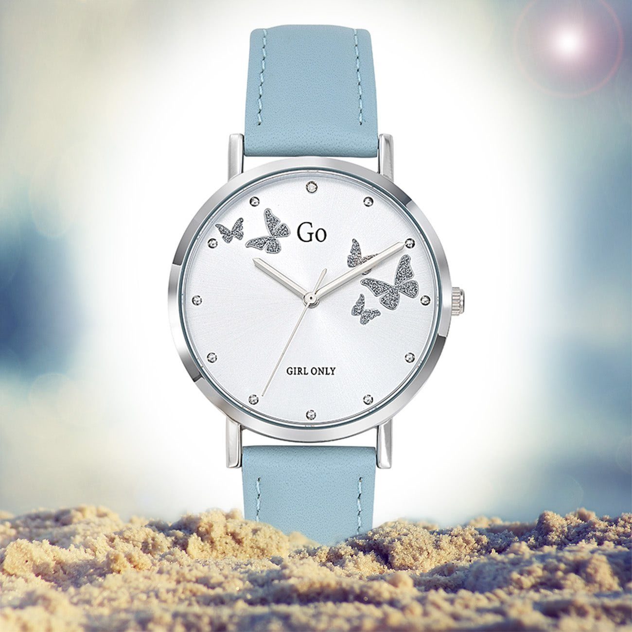 Girl Only Quarzuhr Girl Only Damen Armbanduhr grau, (Analoguhr), Damenuhr GO grau, mittel (ca. 34mm) Lederarmband, Fashion-Style