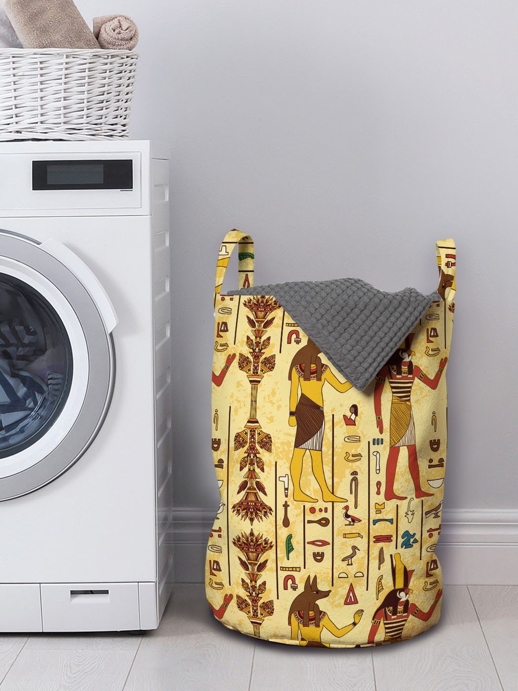 Wäschesäckchen für und Abakuhaus Timeless Waschsalons, mit Kordelzugverschluss Retro Grunge Wäschekorb Griffen ägyptisch