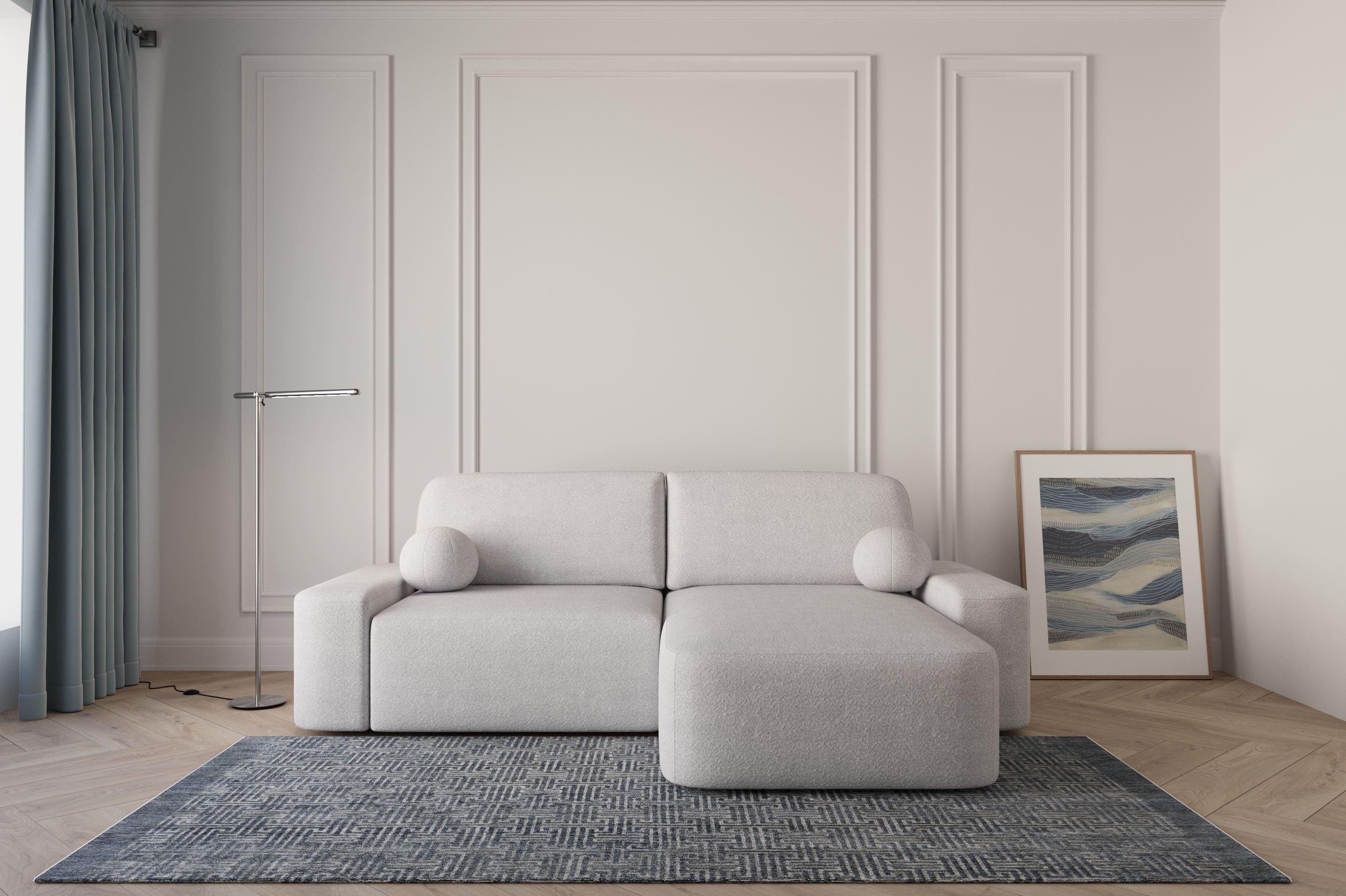 MOEBLO Ecksofa Lisbon aus Bouclé, Ottomane günstig online kaufen
