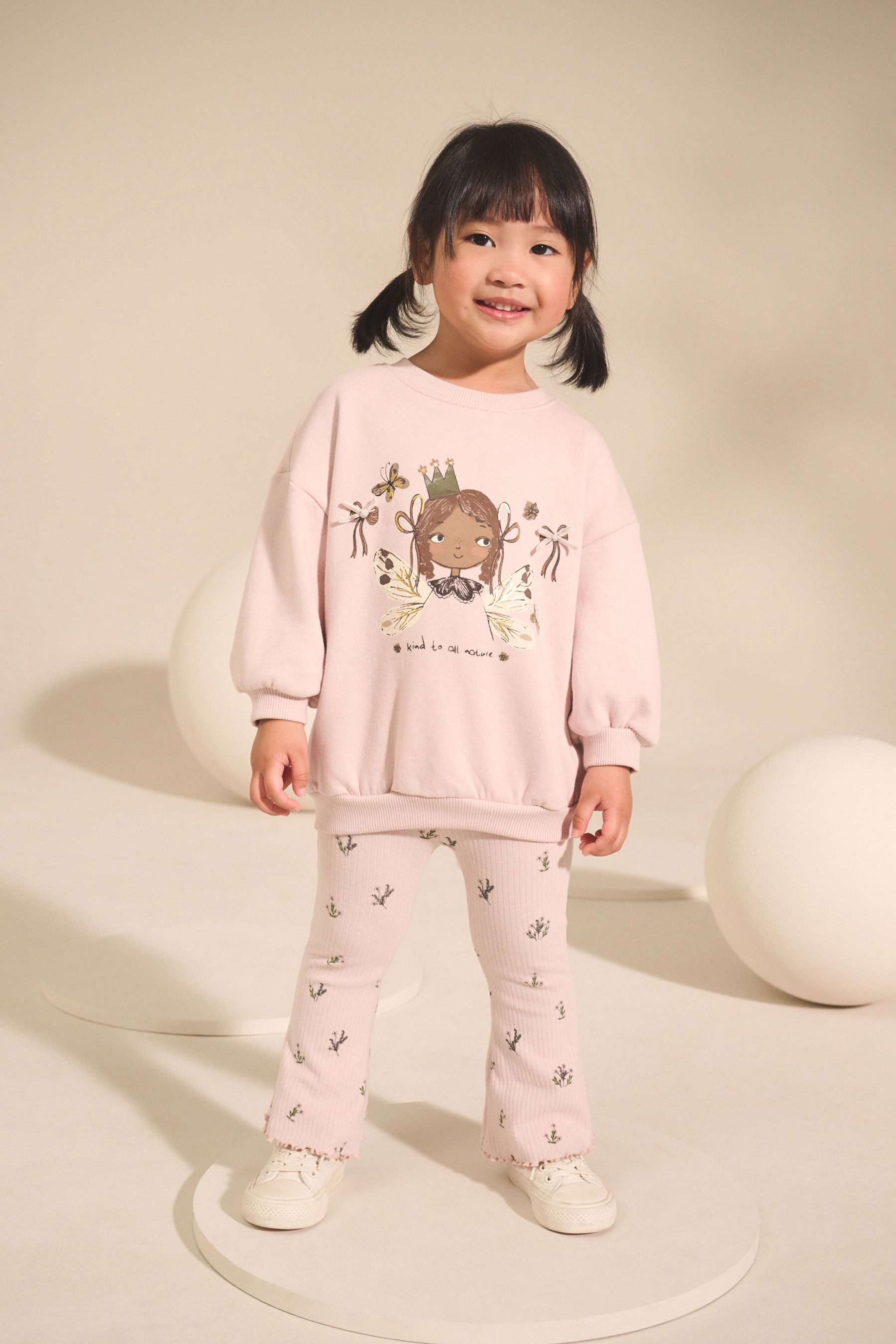 Next Top & Leggings Sweatshirt und Leggings mit Schlag im Set (2-tlg)