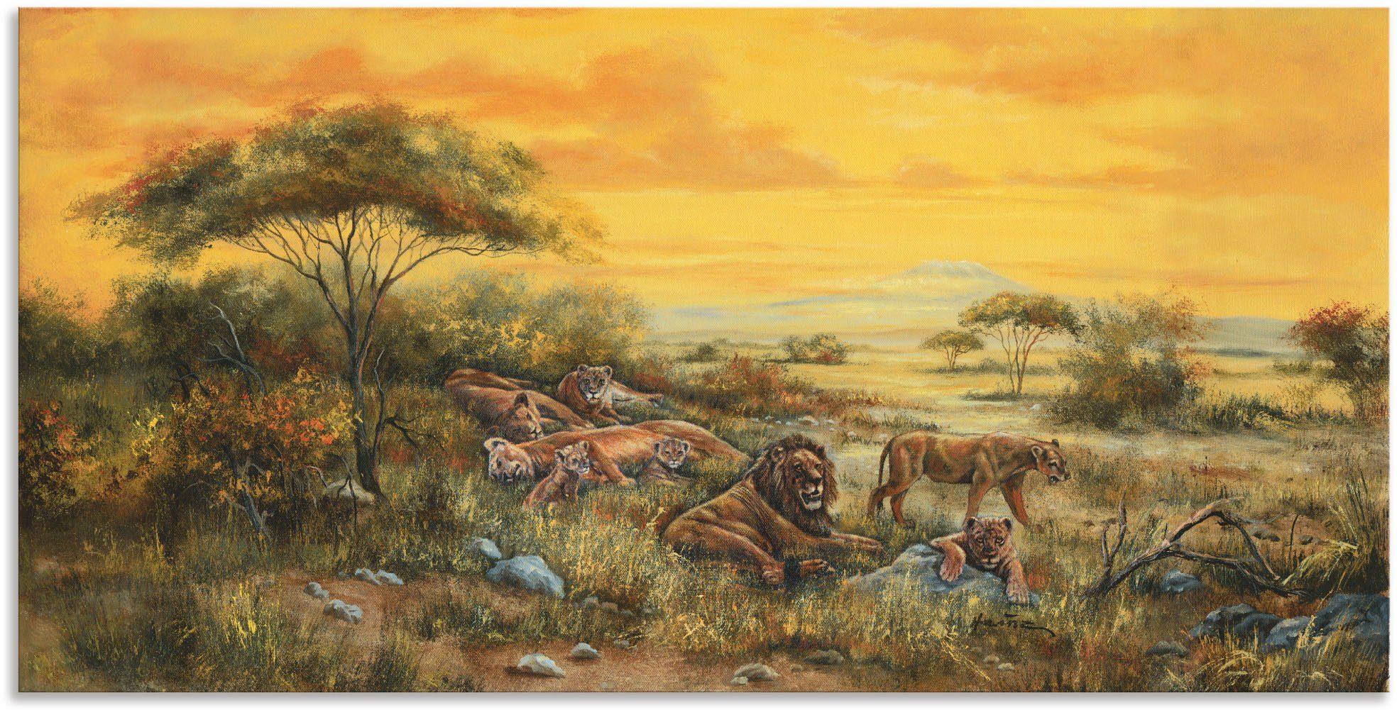 Bilder Wandbild als versch. in Alubild, Größen (1 St), Steppe, in Wandaufkleber Artland der oder Löwen Leinwandbild, von Afrika Poster