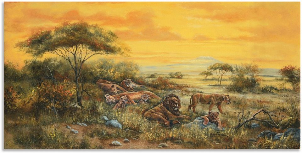 Artland Wandbild Löwen in der Steppe, Bilder von Afrika (1 St), als Alubild,  Leinwandbild, Wandaufkleber oder Poster in versch. Größen