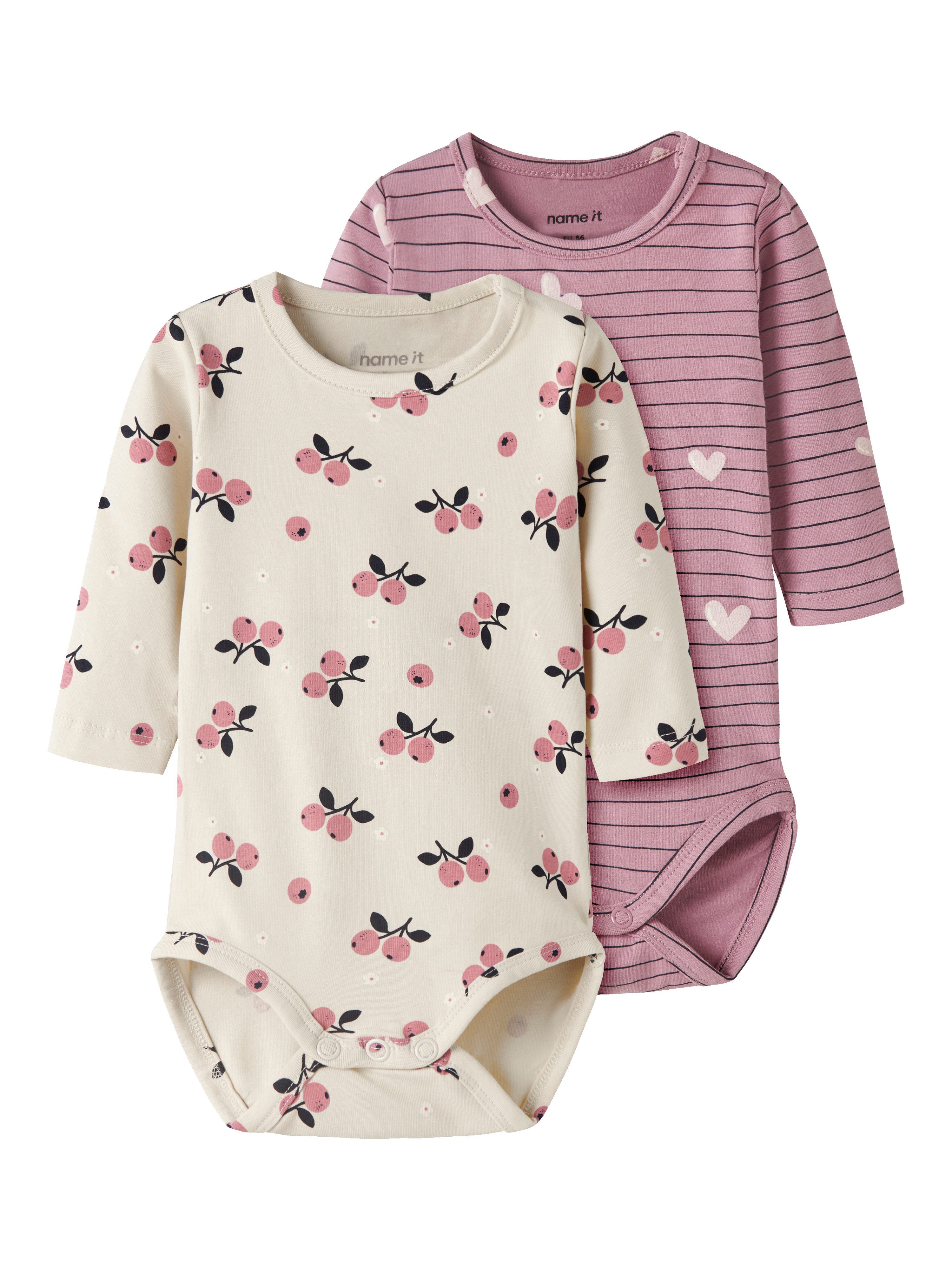 Name It Langarmbody NBFVANDORA 2P LS BODY BOX (Packung, 2-tlg) Baumwollmischung, Allover bedruckt
