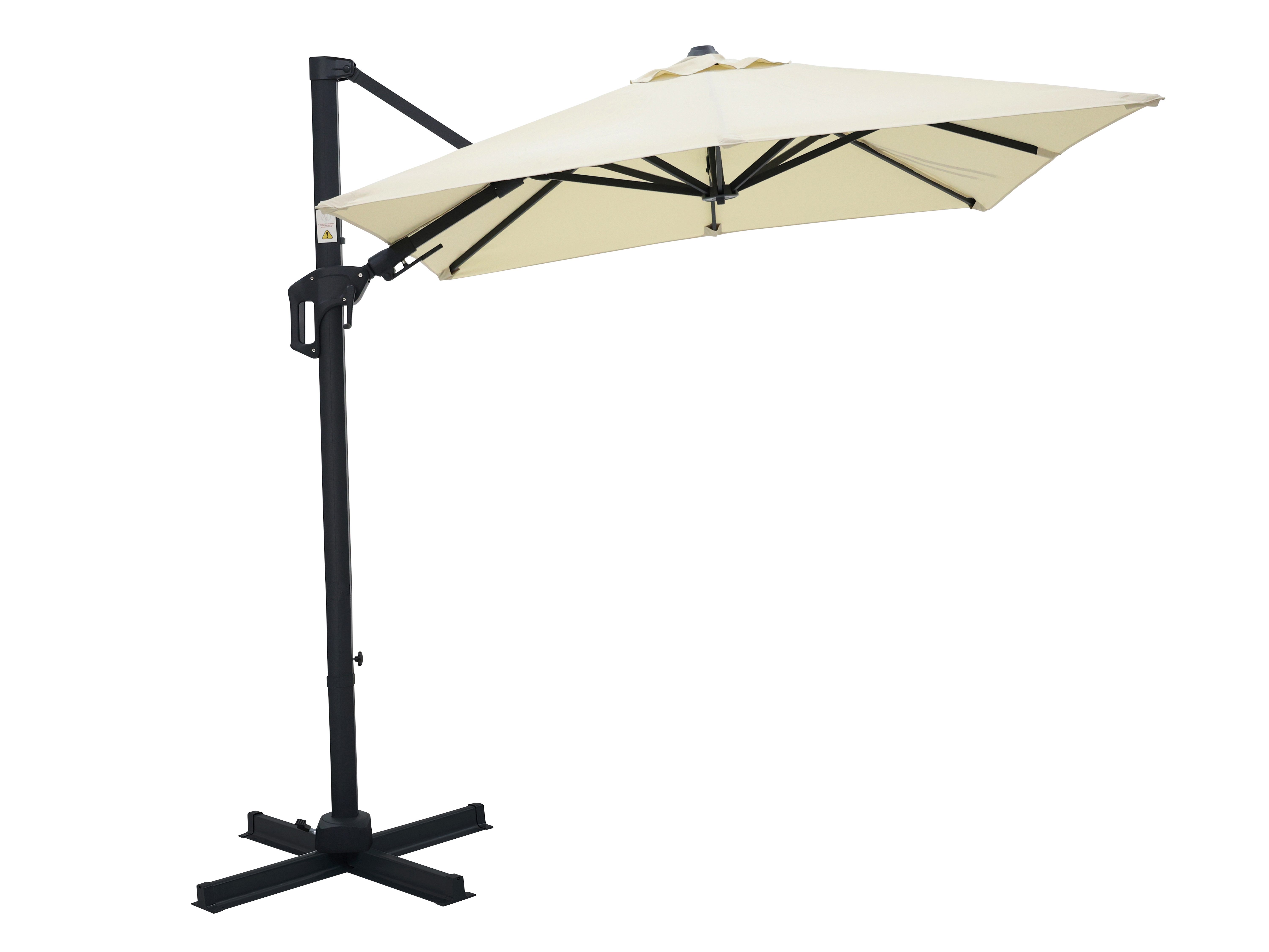 Gardissimo Ampelschirm David 210x210 cm natur quadratisch mit Ständer, LxB: 210x210 cm, Spar-Set, komplett-Set, Plattenständer, UV-Schutz 50+, 360 Grad drehbar, – Bild 3 von 5
