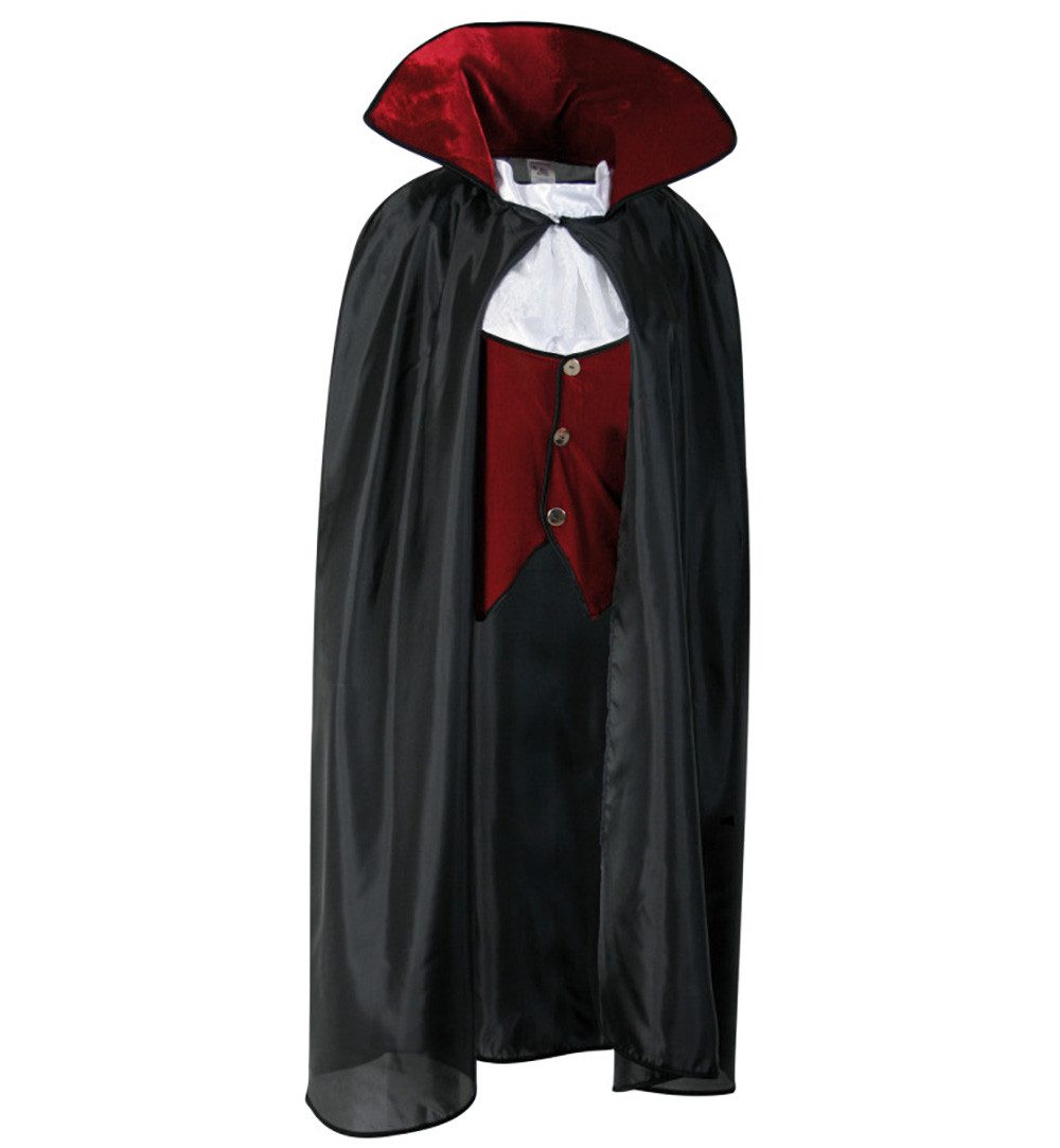 Fries Vampir-Kostüm Luxus Graf Dracula Umhang mit Piqué Weste und Jabot Halloween Karneval