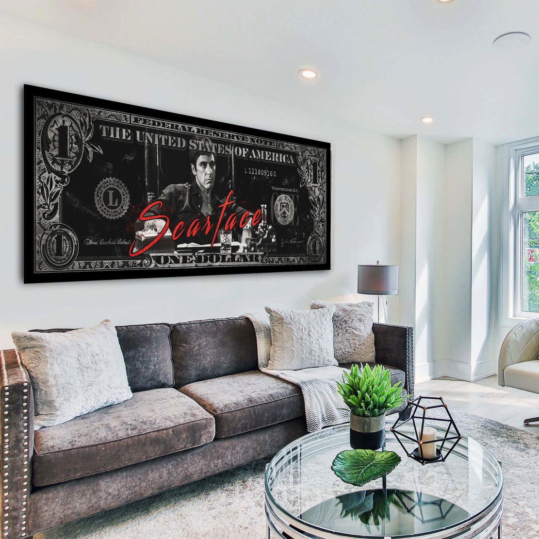 Artedinoi Leinwandbild Pop Art Scarface Film Dollar Leinwandbild Wandbild K günstig online kaufen
