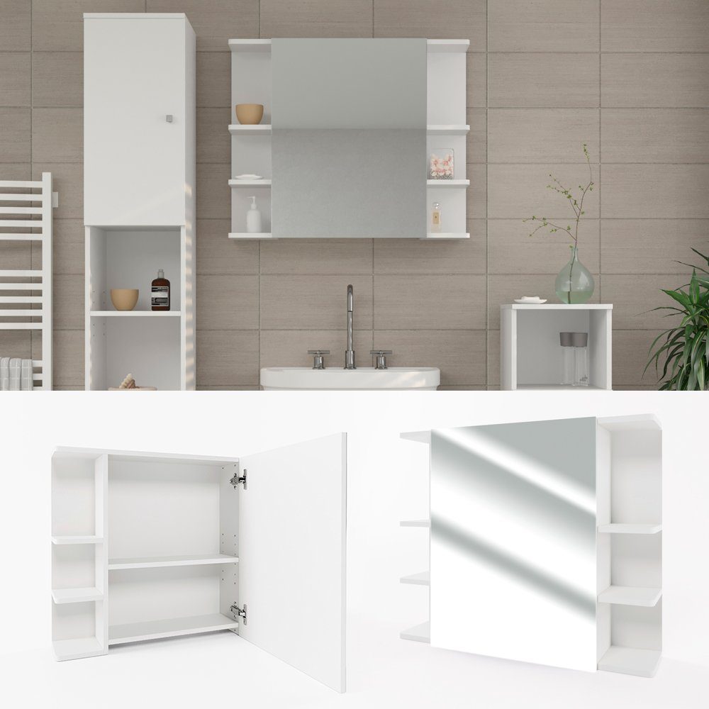 Vicco Badezimmerspiegelschrank Fynn, Weiß, 80 x 64 cm (1-St) – Bild 2 von 5
