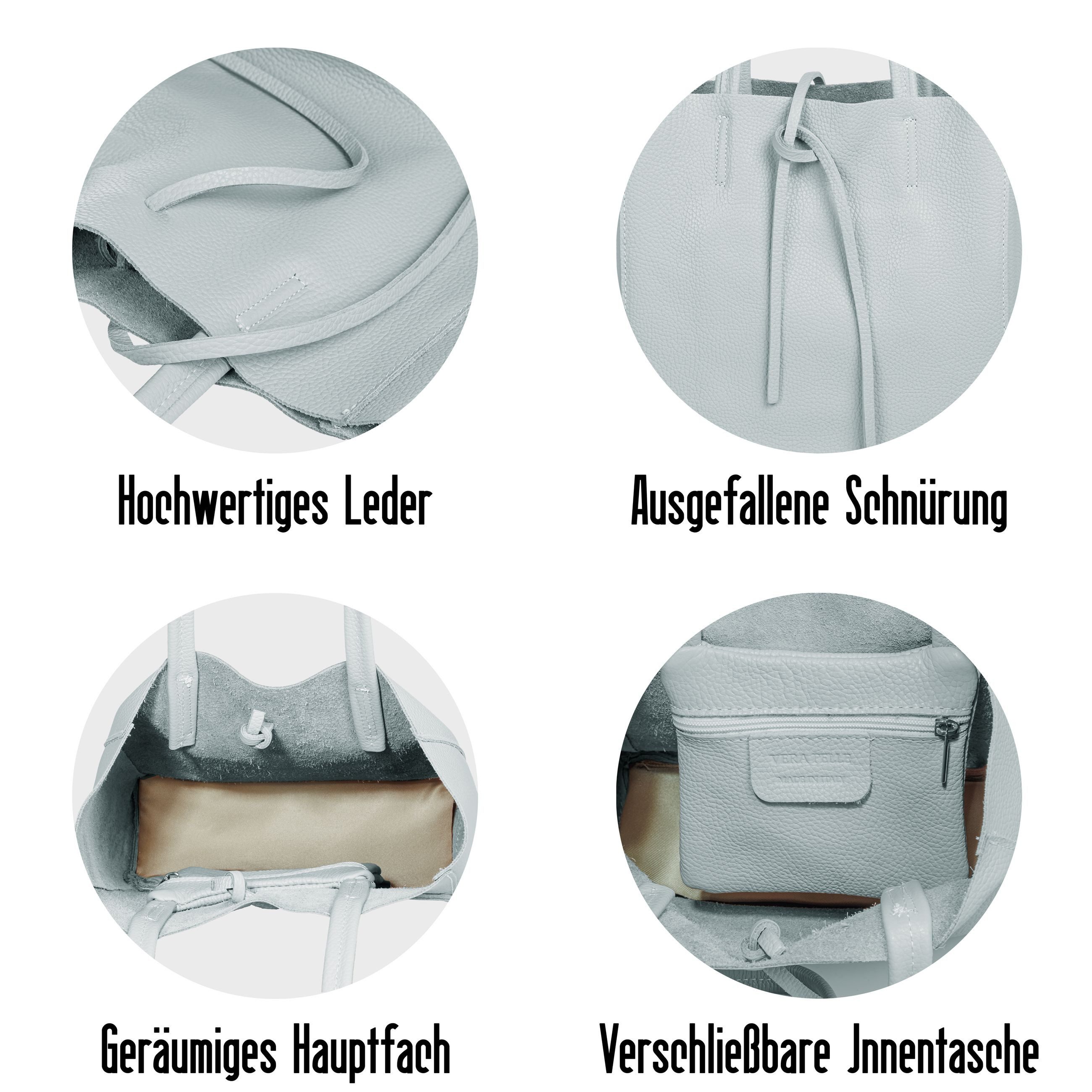Caspar Schultertasche Mittelgroße Leder Shopper Damen Tasche - CLASSIC LINE - Modell No.814, casual, leicht & unempfindlich - 100% Echtleder - Handmade in Italy – Bild 5 von 5