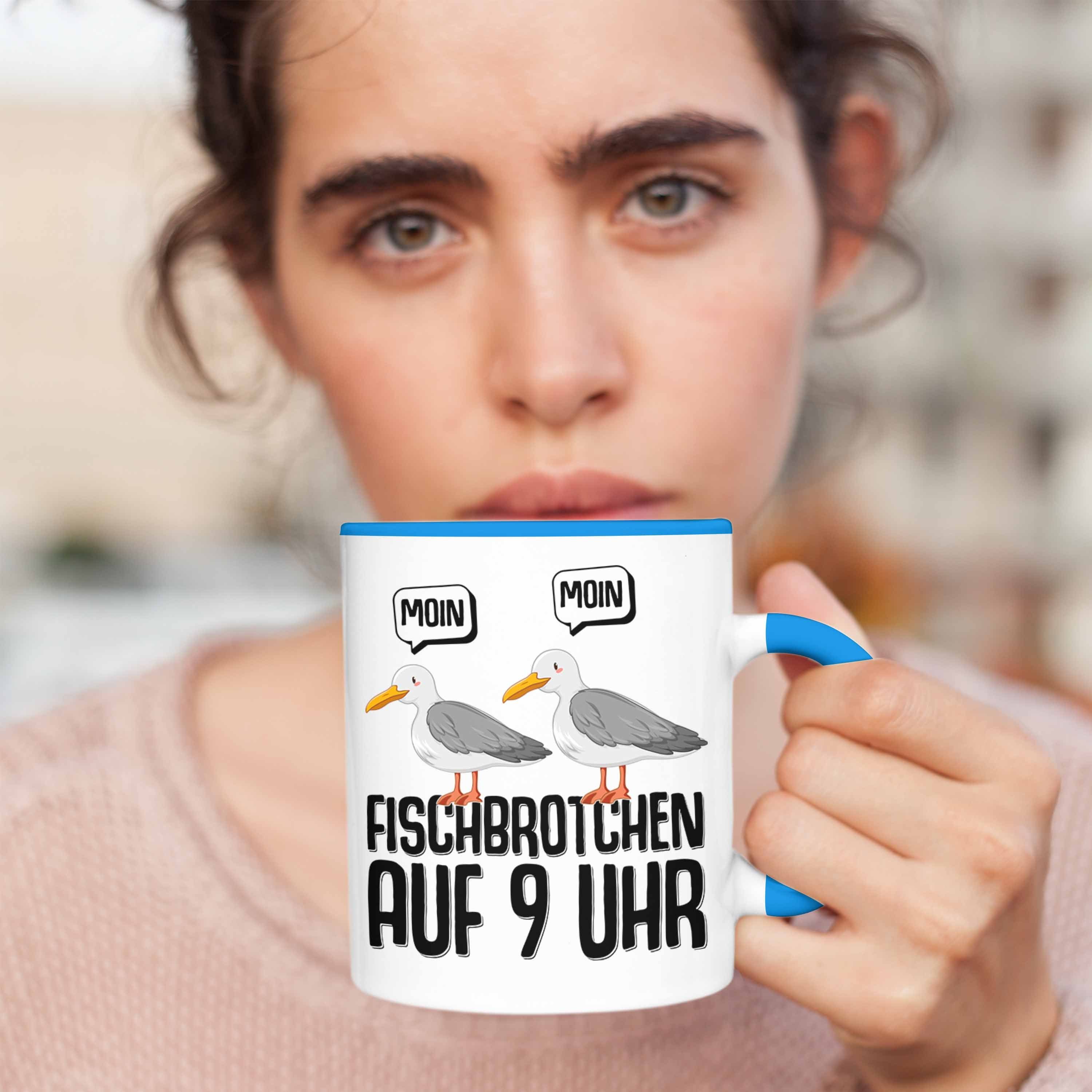 Trendation Tasse Geschenk Moin Möwen Fischbrötchen Tasse Norden Norddeutsch Plattdeutsch - 9 Auf Trendation Uhr Blau