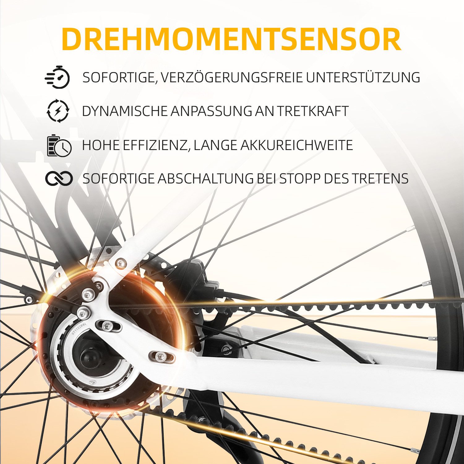 VECOCRAFT E-Bike Cityrad 28" LUNA NEO Elektrofahrrad mit Gates Riemenantrieb, Drehmomentsensor, 45Nm Heckmotor, 374,4 Wh, (hydraulische Scheibenbremsen), Pedelec, ebike für Damen und Herren