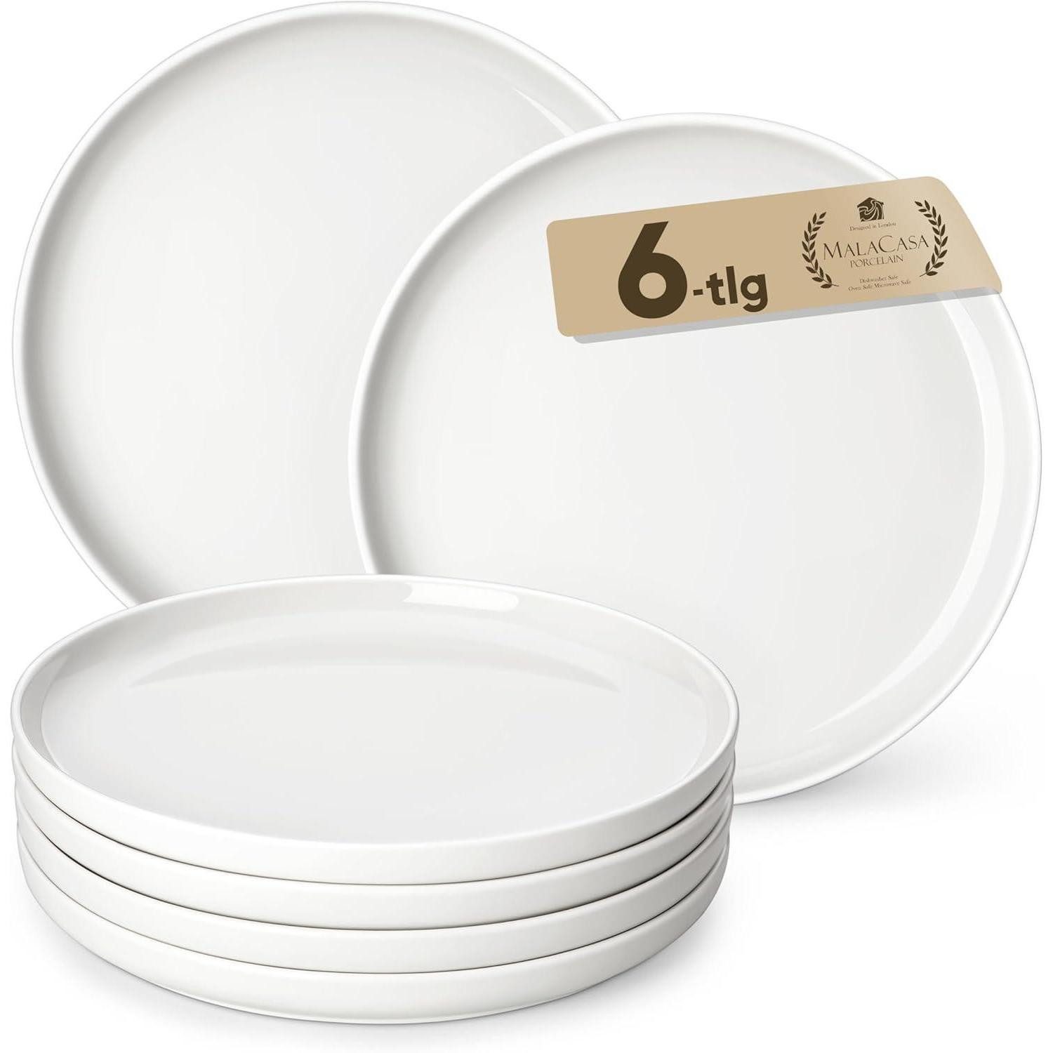 LuxusKollektion Dessertteller Dessertteller Porzellan 21cm Servierteller Dessertteller 6 Tlg Weiß
