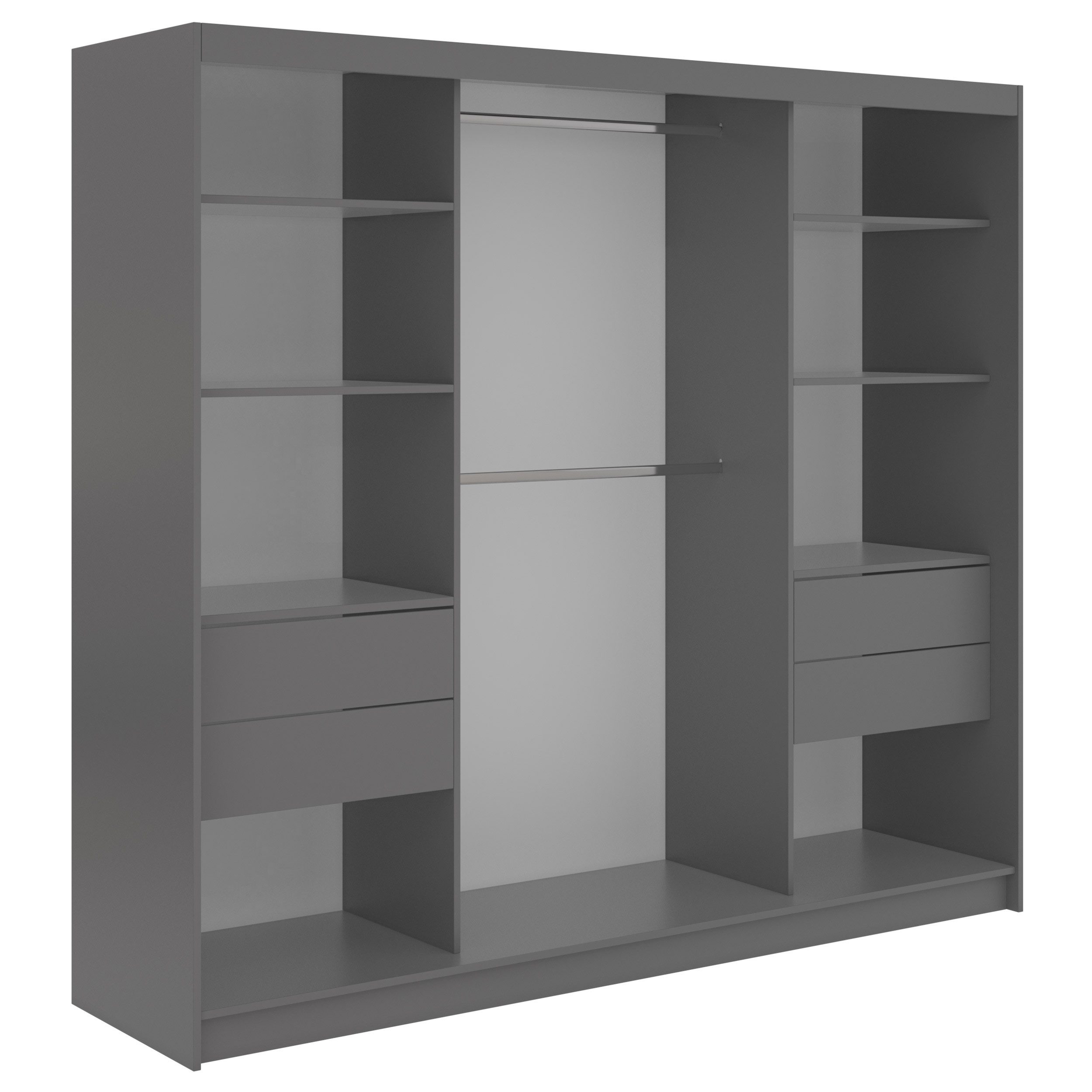 MKS MÖBEL Schiebetürenschrank MACEDONIA 240 (Set, Wäscheschrank, mit Einlegeböden) Schwebetürenschrank 240 cm, Platzsparend, optional Schubladen – Bild 5 von 5