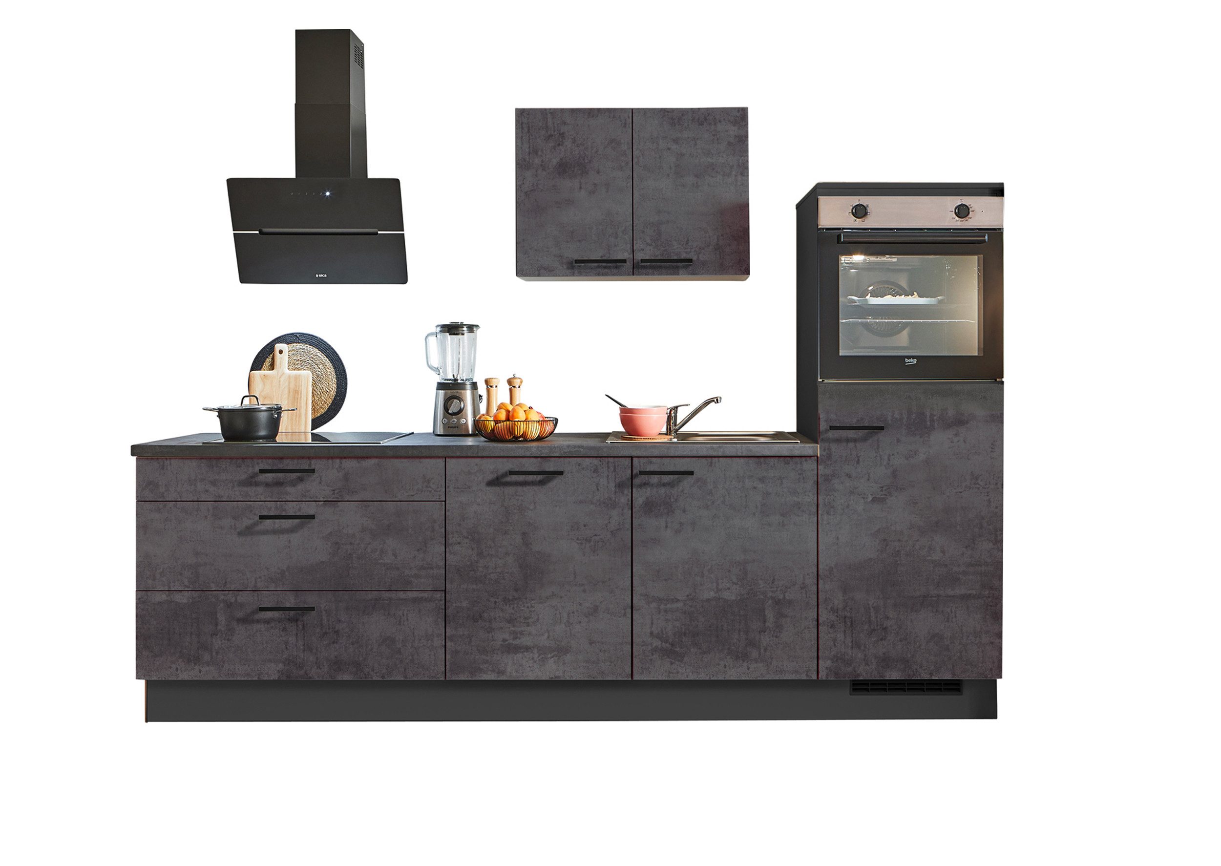 pino Küchenzeile Helsinki, individuell anpassbar, gratis Küchenplanung mit Profis, (Breite 280cm), vormontiert, wahlw. mit E-Geräten, Preis inkl. Lieferung & Montage