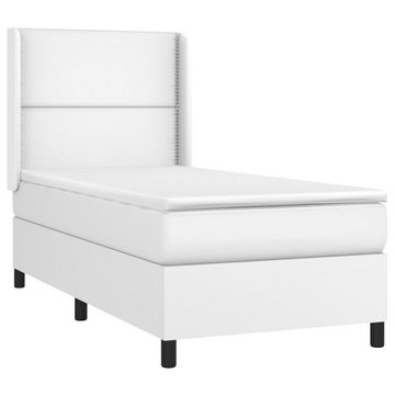 vidaXL Bett Boxspringbett mit Matratze & LED Weiß 80x200 cm Kunstleder