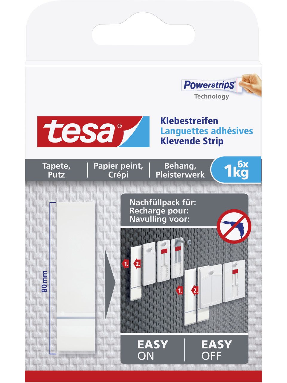 Klebepad tesa Klebestreifen Traglast 1 kg, 6 Stück